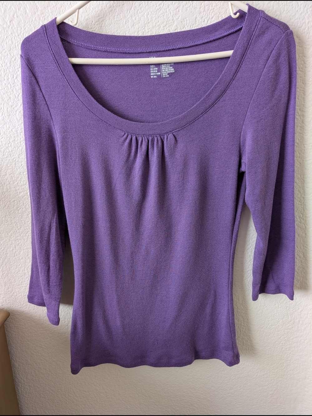 INC International Concepts Lavender Scoop Neck Three-Quarter Sleeve Sweater